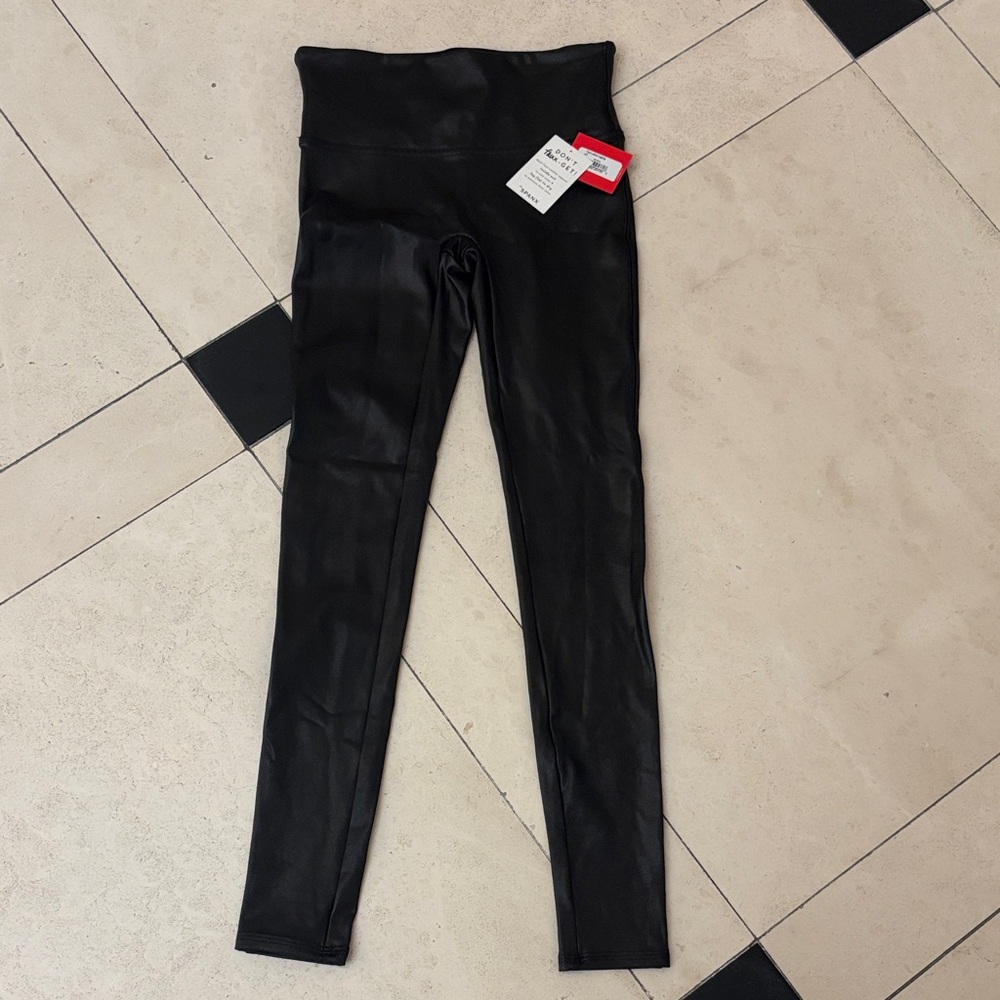 NWT SPANX Black Faux Leather Leggings
